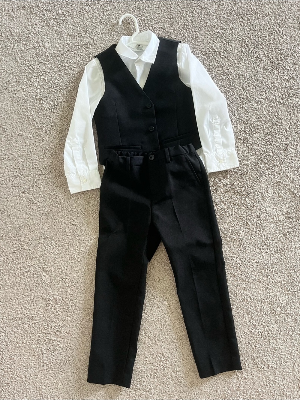 H&M Black Dress Vest and Pants Set with White Shirt